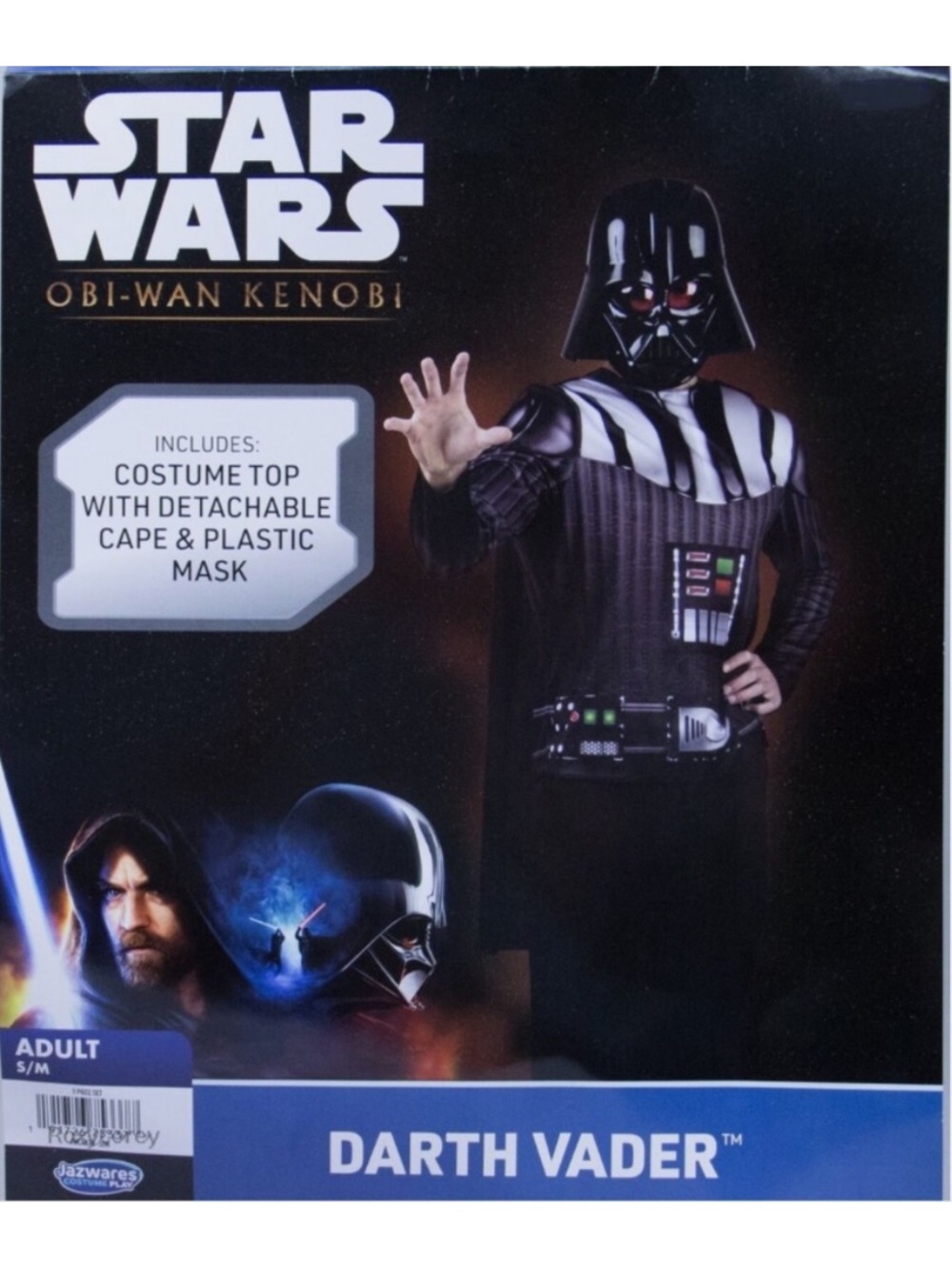 Star Wars Darth Vader Obi-Wan Kenobi Costume S/M NEW top cape mask